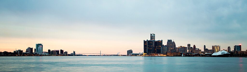 Night Time Skyline of Detroit